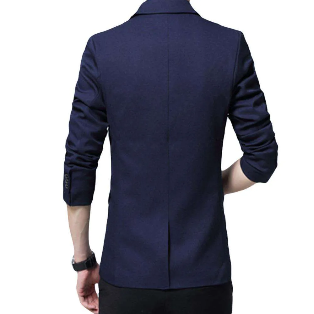 Single Breasted Cotton Linen Slim Fit Blazer