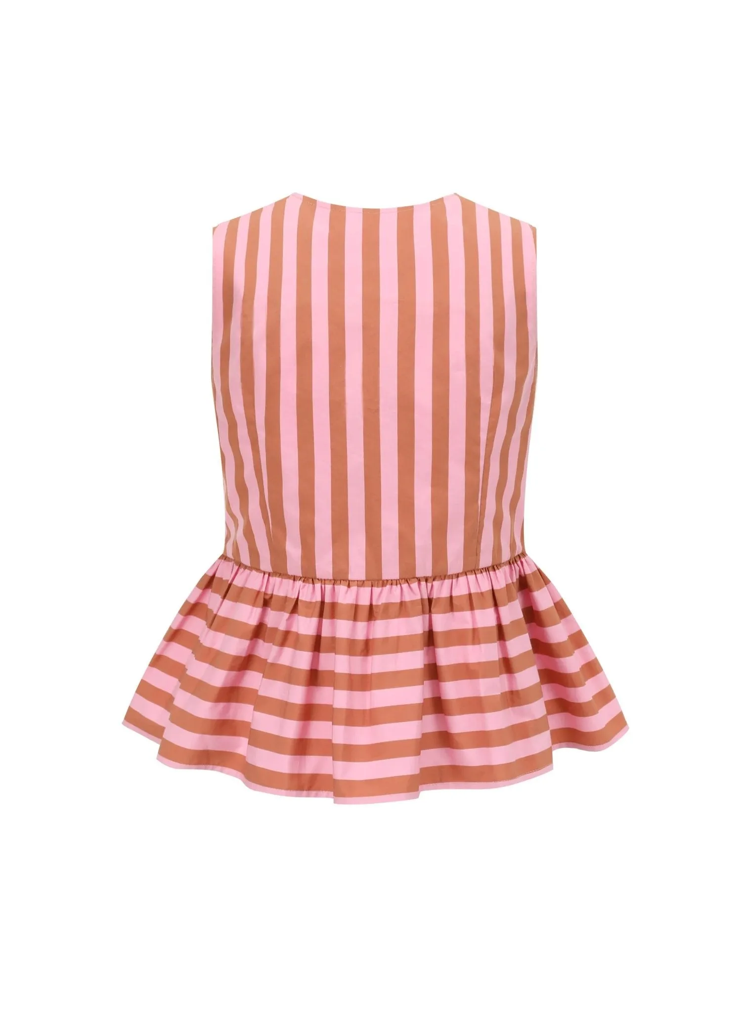 Stripe Silk Cropped Tank Top in Pink