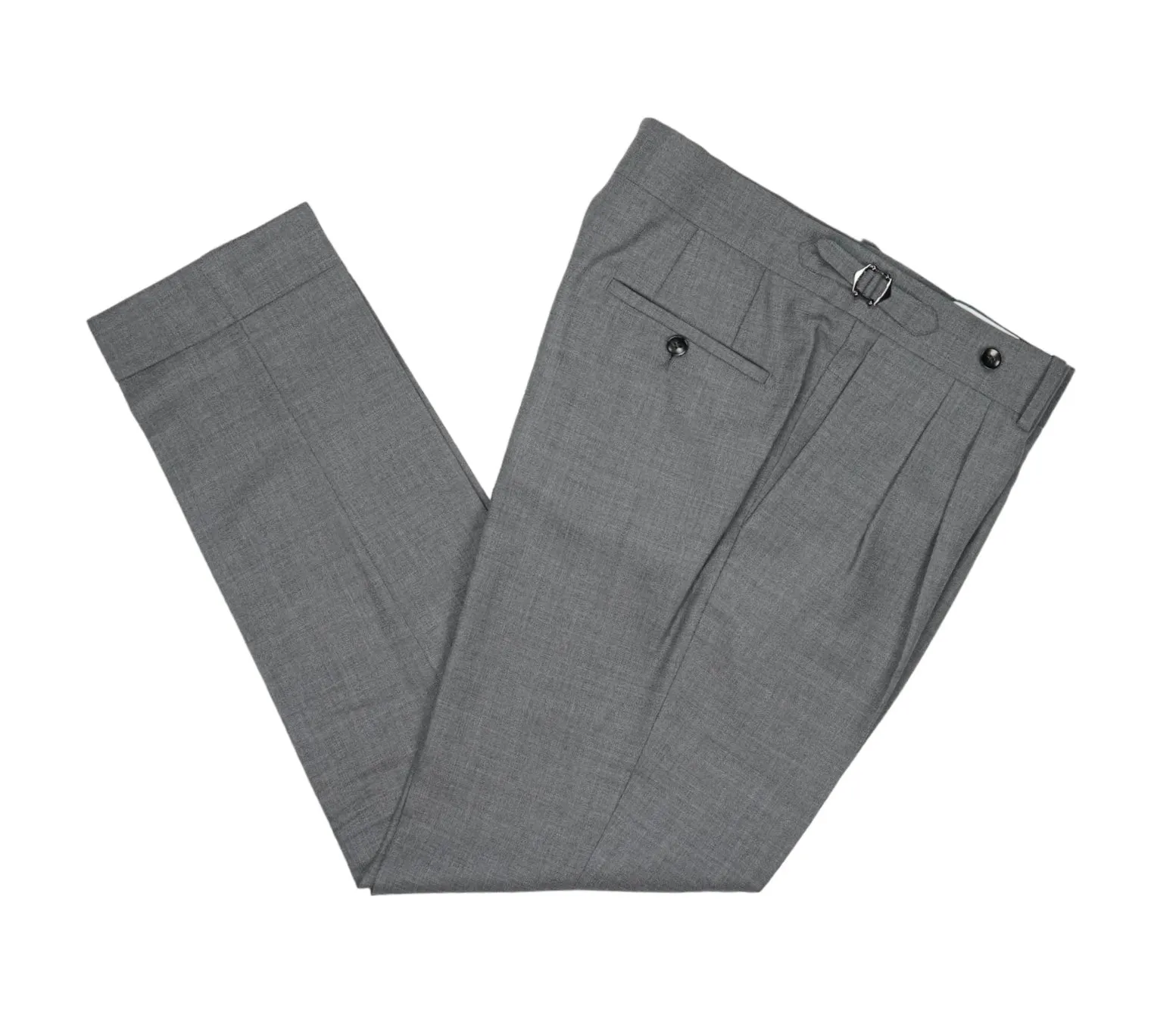 Suitsupply - Grey High Rise Double Pleated Wool Trousers 48