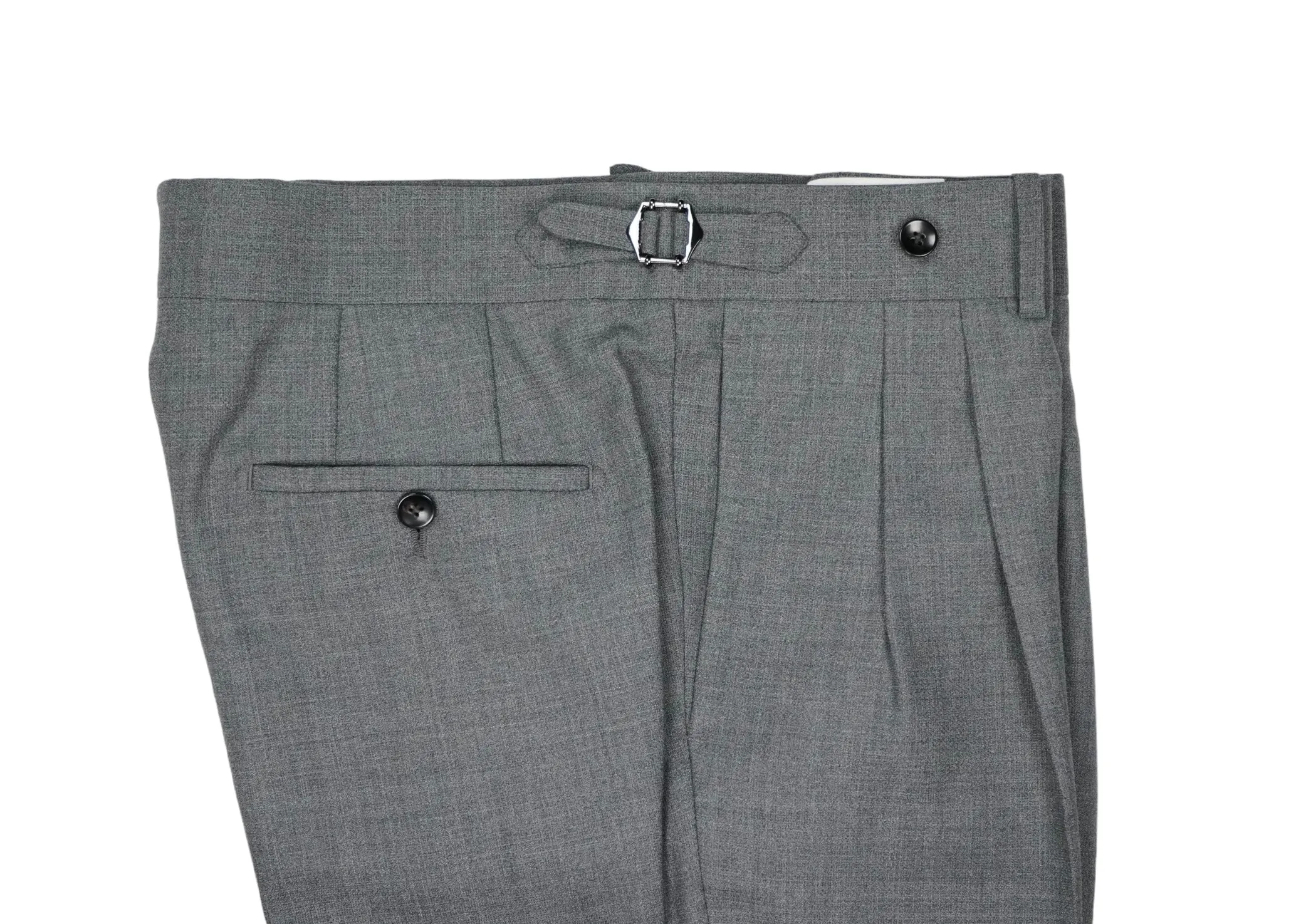 Suitsupply - Grey High Rise Double Pleated Wool Trousers 48