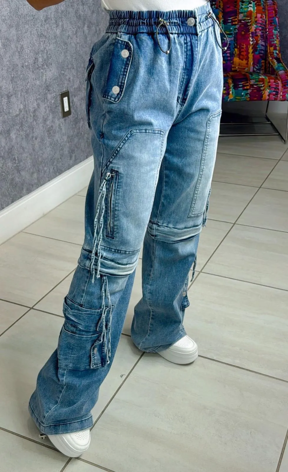 T256 Denim cargo pants