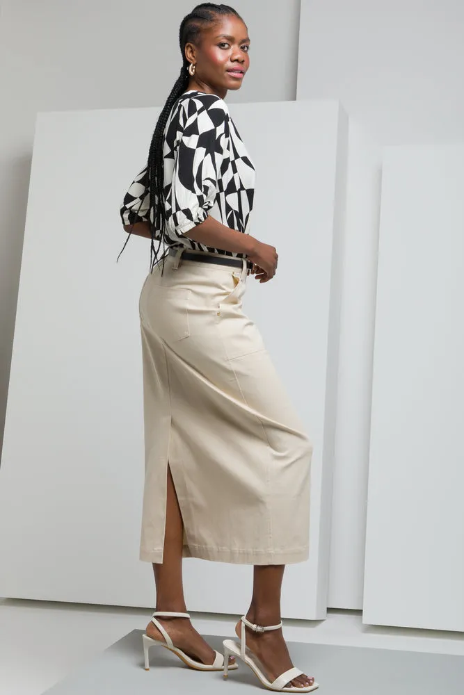 Utility Twill Skirt Natural