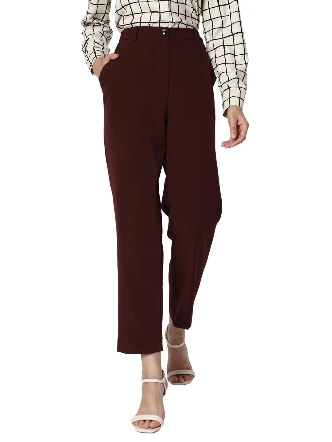 VERO MODA Women's Slim Pants (Bitter Chocolate)