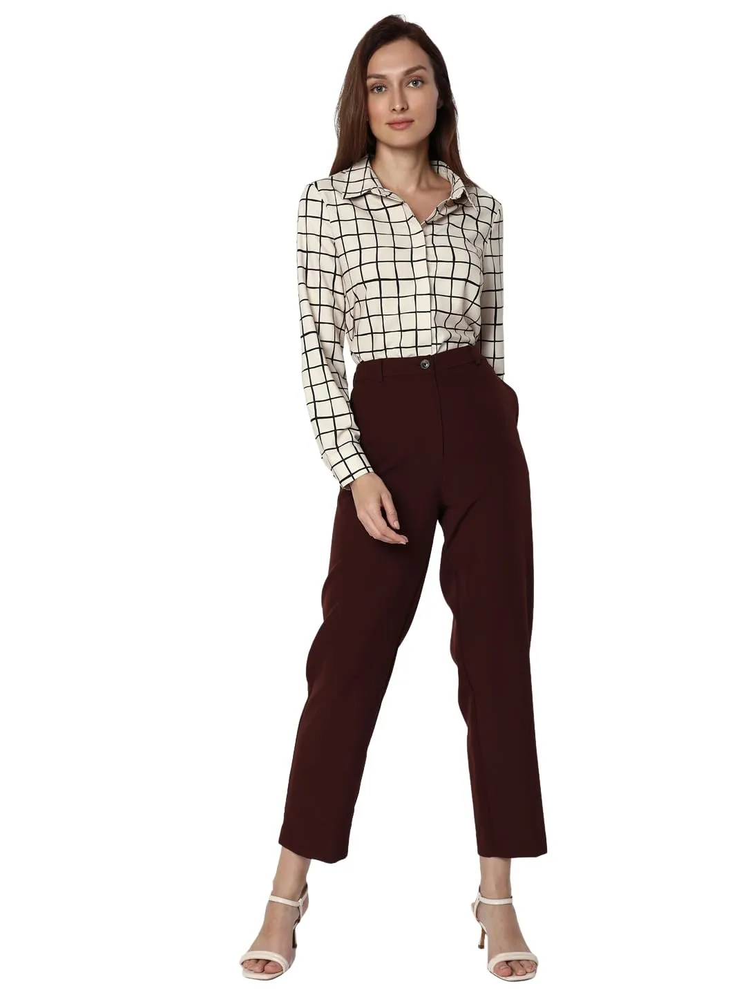 VERO MODA Women's Slim Pants (Bitter Chocolate)