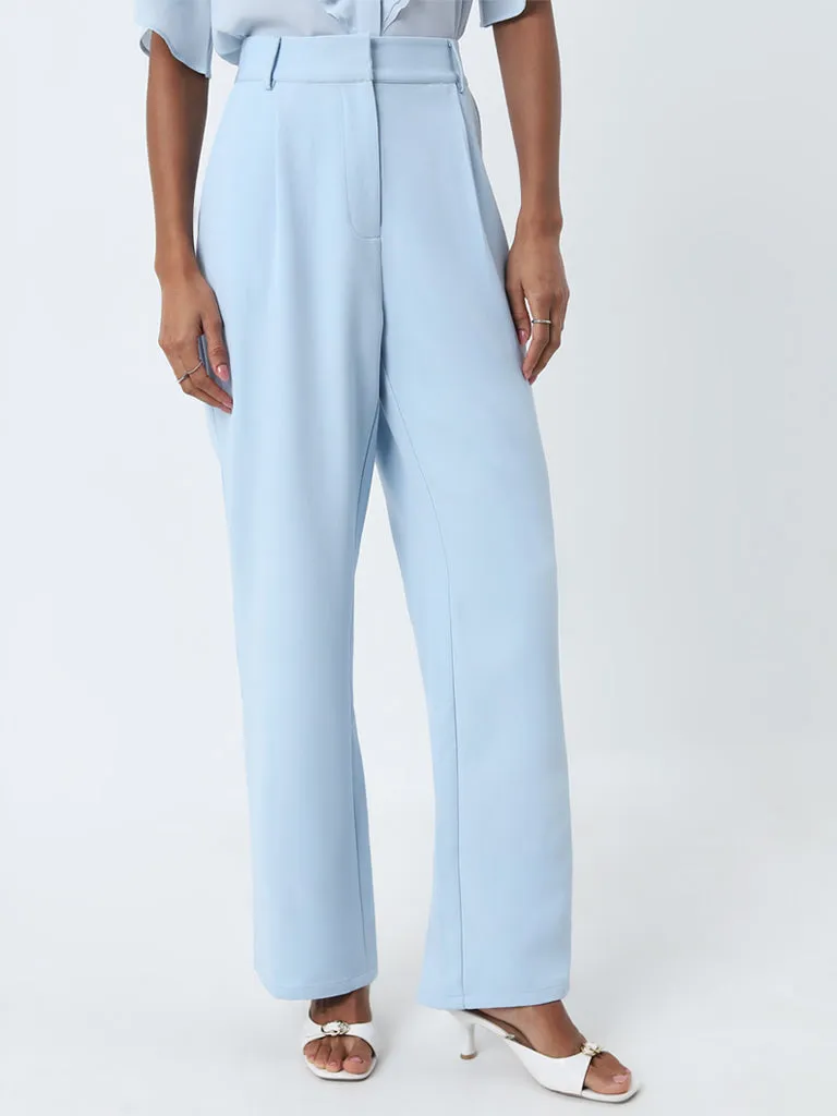 Wardrobe Light Blue High-Rise Trousers