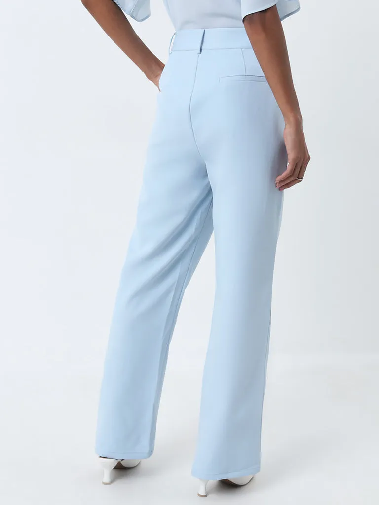 Wardrobe Light Blue High-Rise Trousers