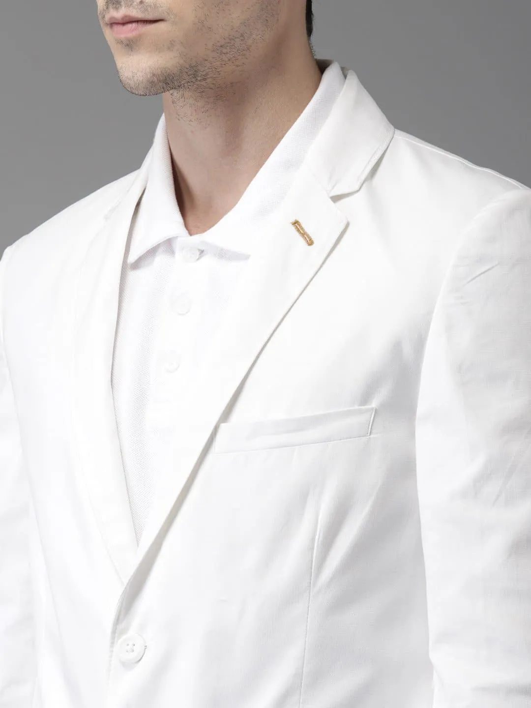 White Single Breasted Cotton Blazer