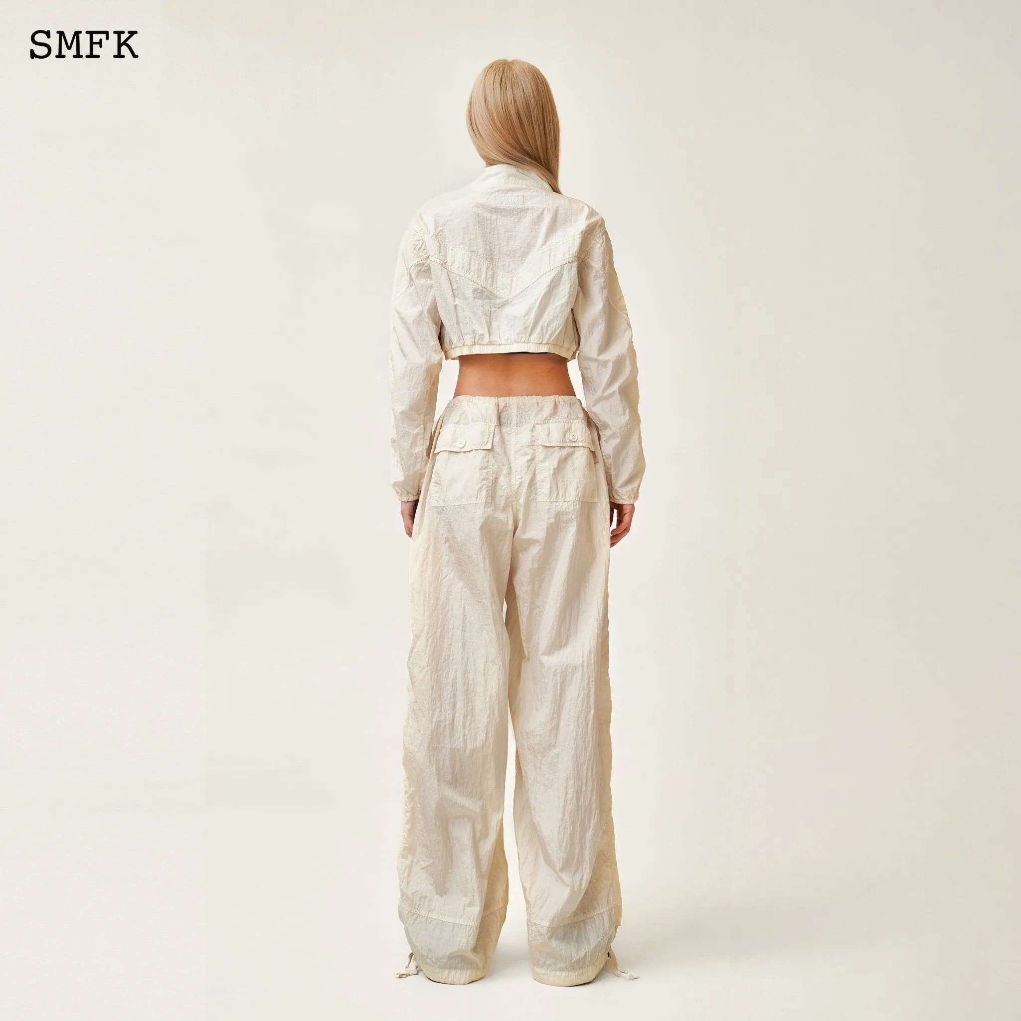 WildWorld Parachute Wide-Leg Pants In White