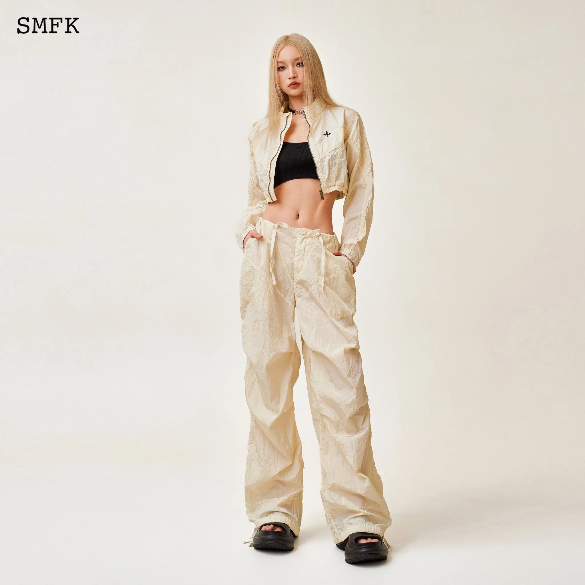 WildWorld Parachute Wide-Leg Pants In White