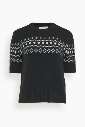 Ylva Sweater in Black/Cream Jacquard