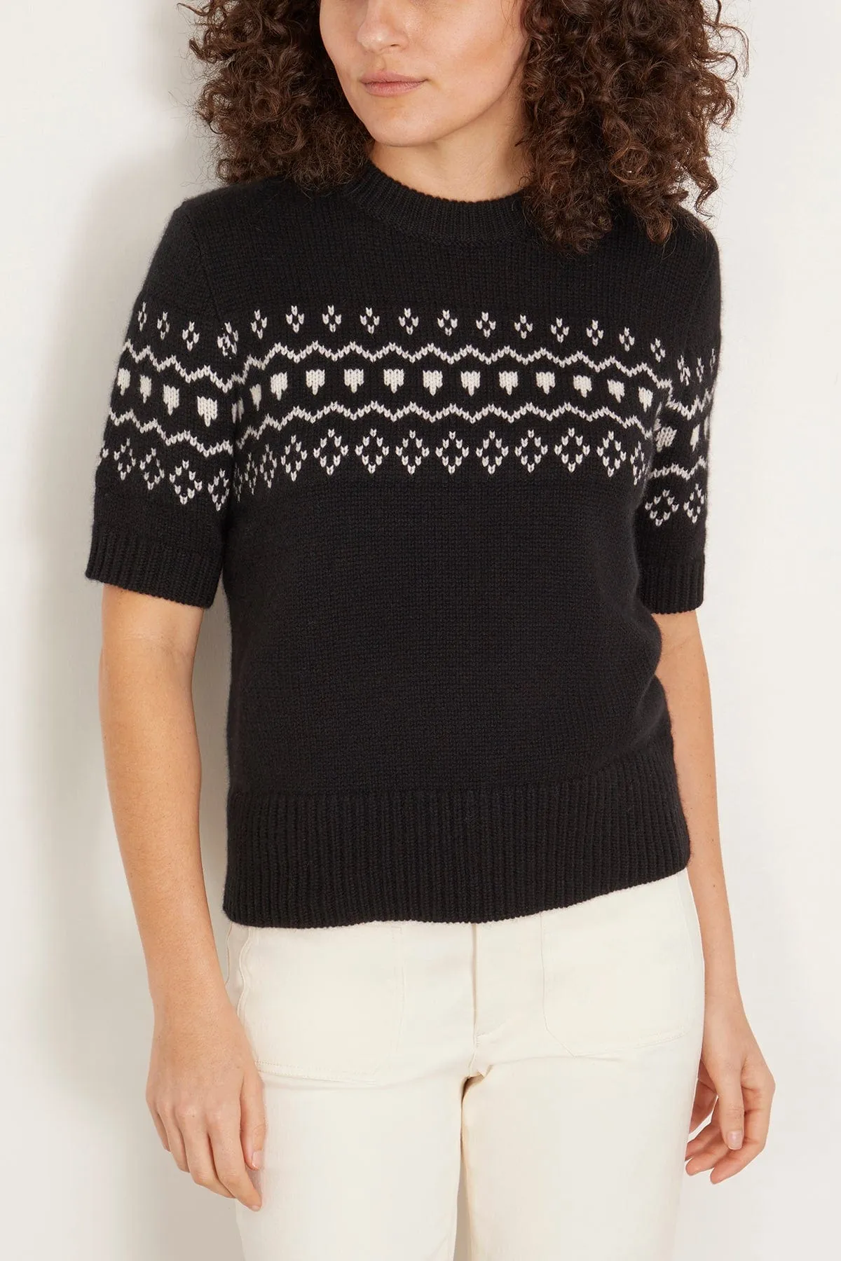 Ylva Sweater in Black/Cream Jacquard