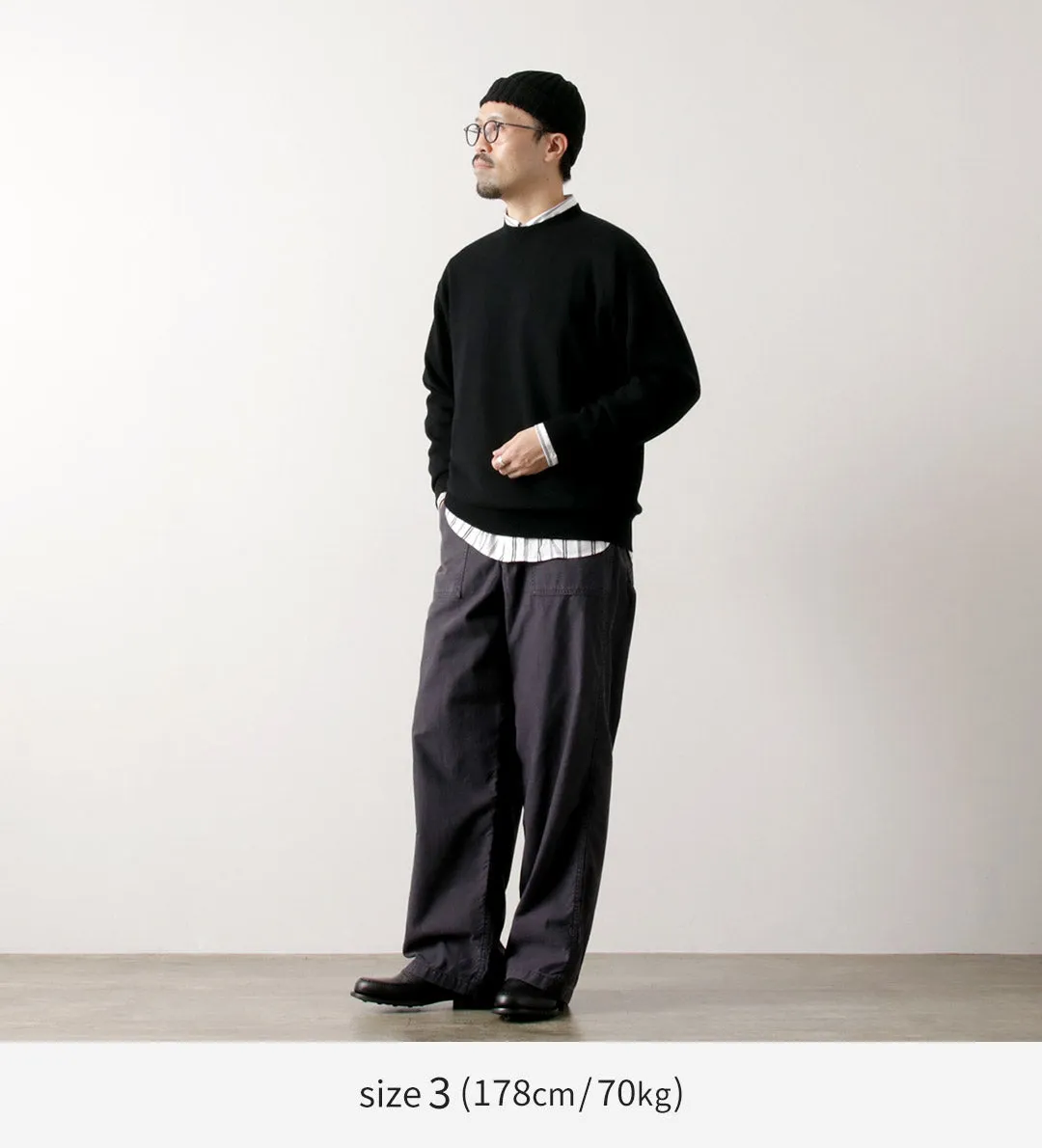 YONETOMI NEW BASIC / Rigid Cashmere Knit Pullover Garment Dyed